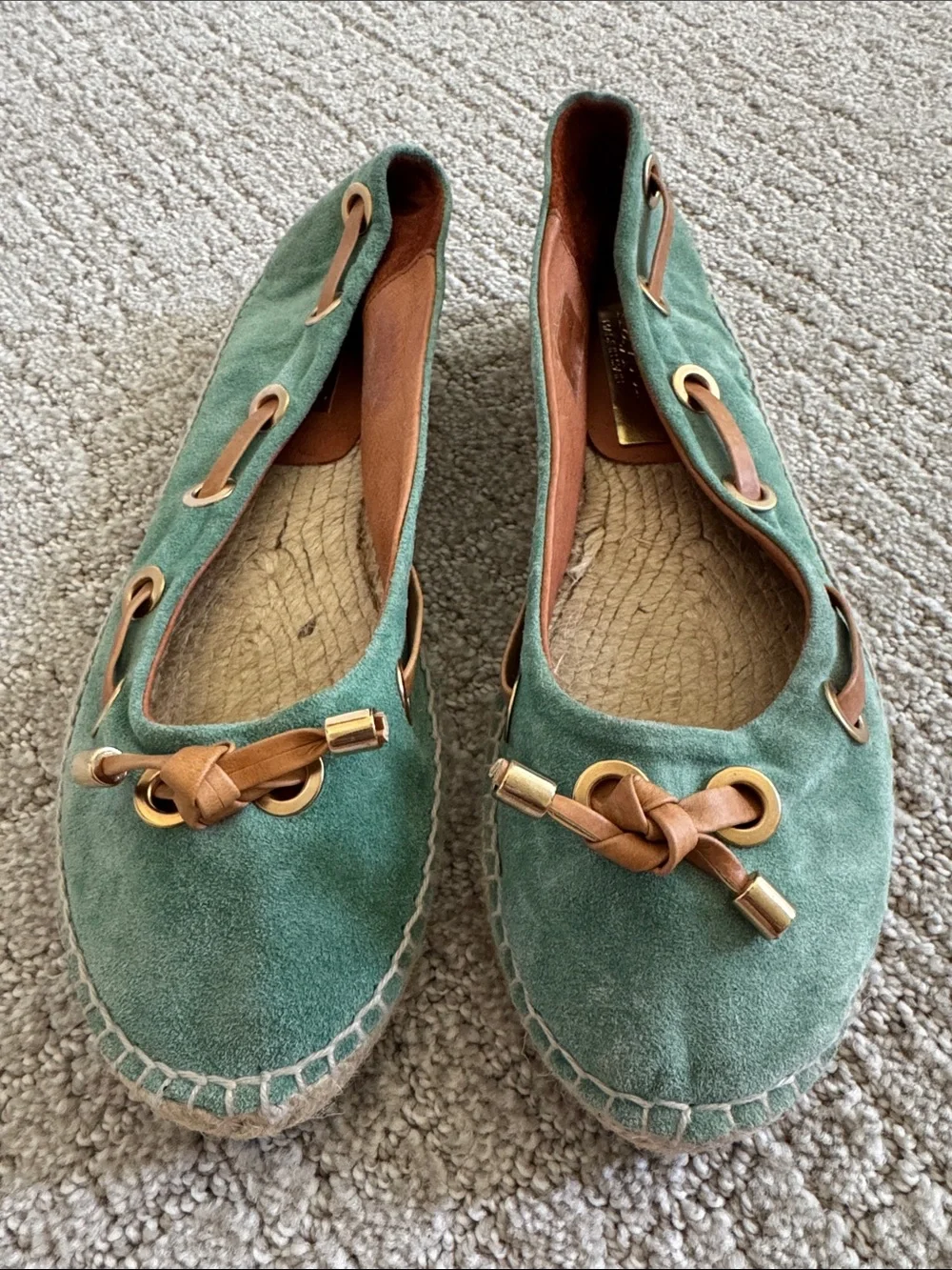 Maypol Made in Spain Aqua Suede Lace-Up Espadrille Flats EU 40